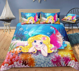 Mermaid1 / Twin 3 Piece Set Mermaid Bedding Duvet Cover Sets