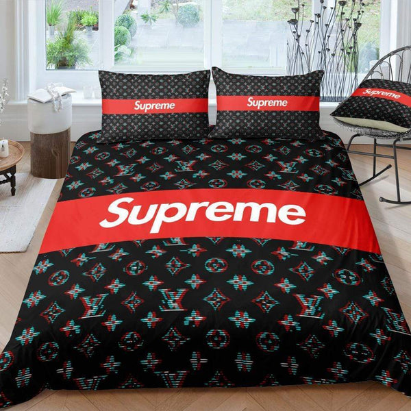 LV x Supreme Red Bedding Set