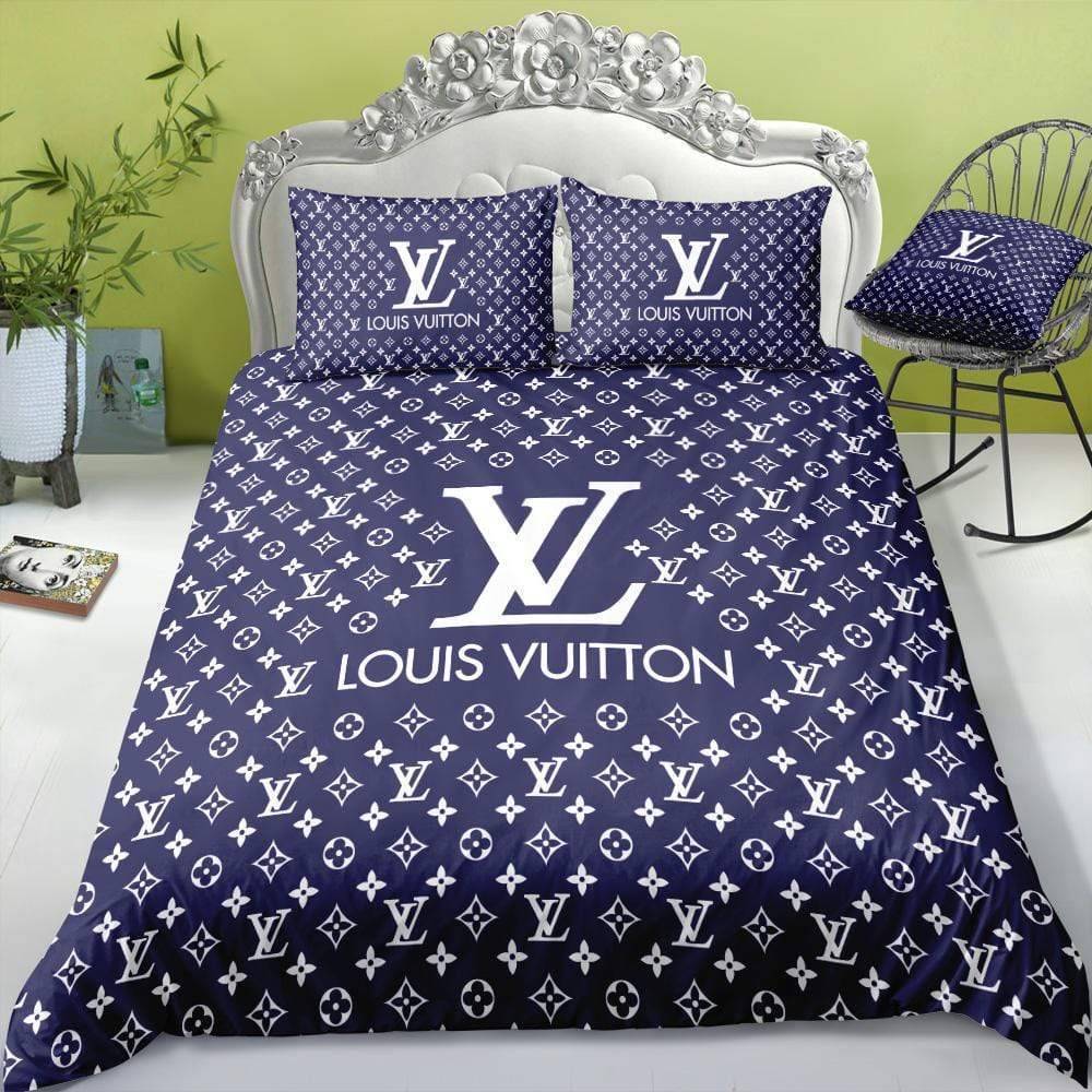 Louis Vuitton x Supreme In Blue Monogram Edition Background Comforter  Bedding Set - Mugteeco