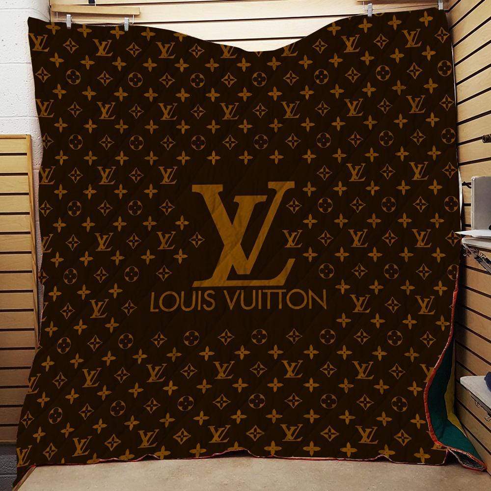 Louis Vuitton Basic Logo In Brown Background Bedding Set Queen