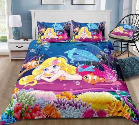 Image of Mermaid2 / Twin 3 Piece Set Mermaid Bedding Duvet Cover Sets