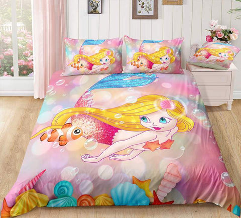 Image of Mermaid3 / Twin 3 Piece Set Mermaid Bedding Duvet Cover Sets
