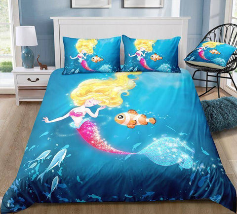Image of Mermaid5 / Twin 3 Piece Set Mermaid Bedding Duvet Cover Sets